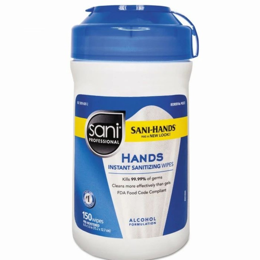 Restroom Supplies * | Sani Professional Hand Cleaning And Sanitizing Wipes Sani Hands Instant Sanitizing Wipes, 150/Canister, 12/Carton