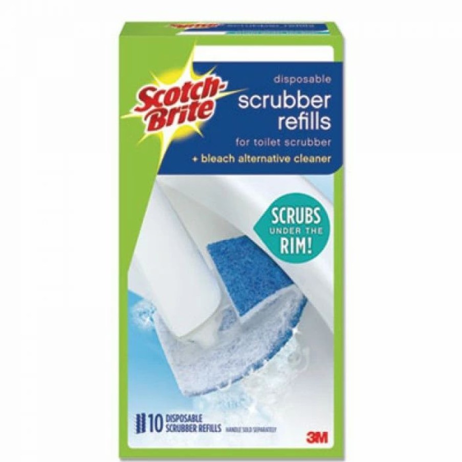 Restroom Cleaning Supplies * | Scotch-Brite Toilet Bowl Brushes Disposable Toilet Scrubber Refill, Blue/White, 10/Pack