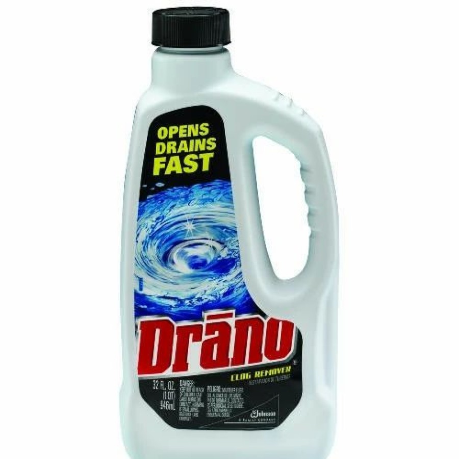 Restroom Cleaning Supplies * | Drain Openers Drano Liquid Drain Cleaner, 32 Oz. Safety Cap Bottle, 12/Carton