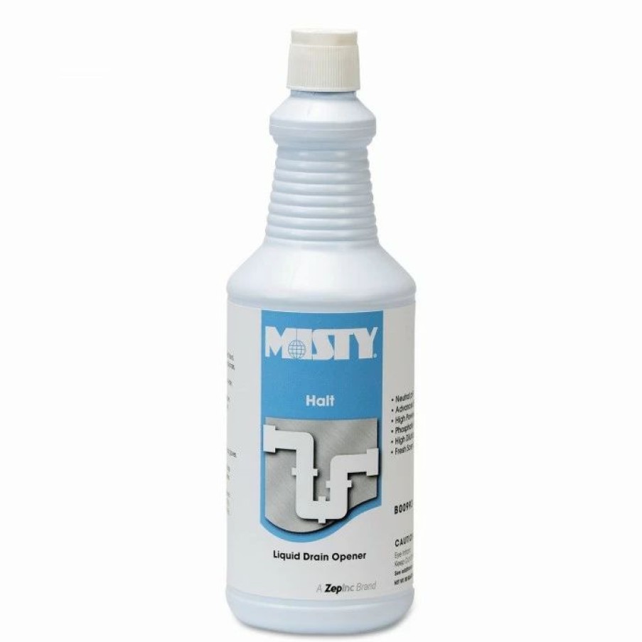 Restroom Cleaning Supplies * | Drain Openers Misty Halt Liquid Drain Opener, 32 Oz Bottle, 12/Carton