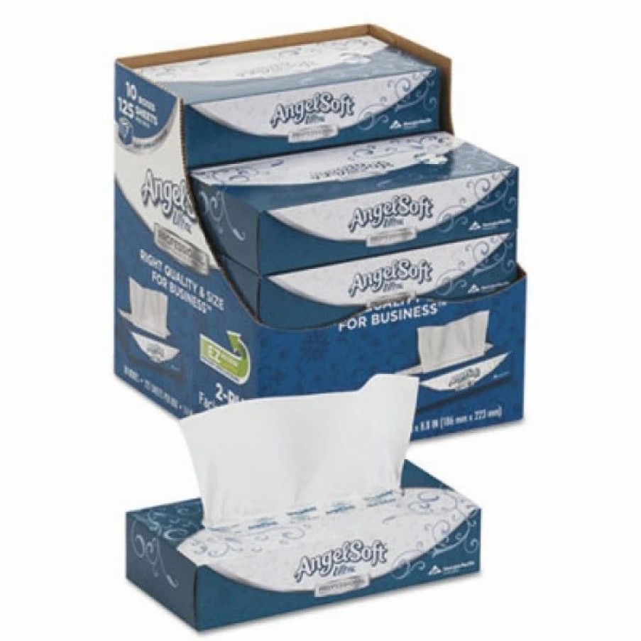 Restroom Supplies * | Toilet Paper And Tissues Angel Soft Ultra Facial Tissue, 2-Ply, White, 125 Sheets/Box, 10 Boxes/Carton