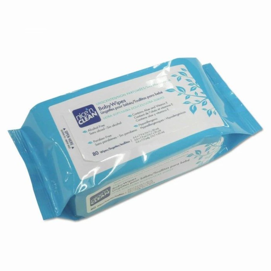 Restroom Supplies * | Sani Professional Hand Cleaning And Sanitizing Wipes Nice 'N Clean Baby Wipes, Unscented, 80/Pack 12 Packs/Carton