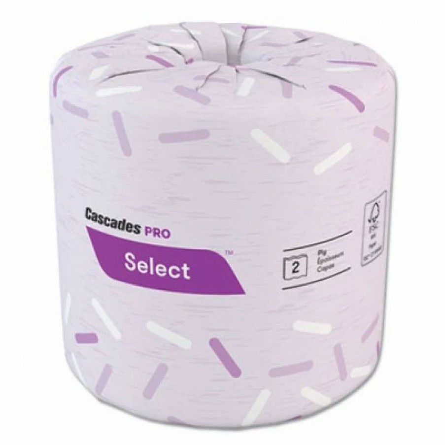 Restroom Supplies * | Cascades Pro Toilet Paper And Tissues Select Standard 2-Ply Bath Tissue, 4 X 3, 500 Sheets/Roll, 96 Rolls/Carton