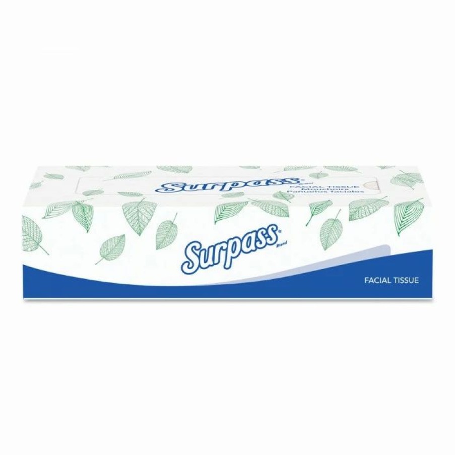 Restroom Supplies * | Toilet Paper And Tissues Surpass White 2-Ply Facial Tissue, Flat Box, 100 Sheets/Box, 30 Boxes/Carton